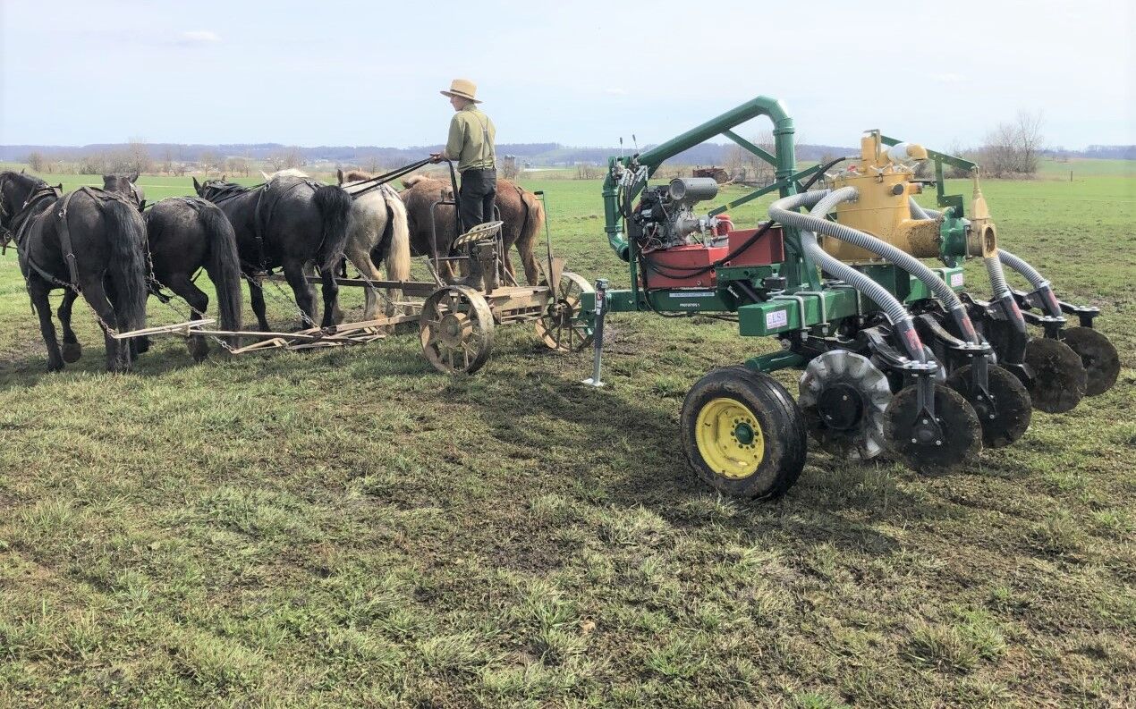 Horse-drawn manure injector